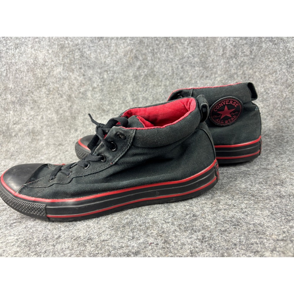 Converse Chuck Taylor All Star Men 10.5 Black Red Mid Top Sneakers 131745F